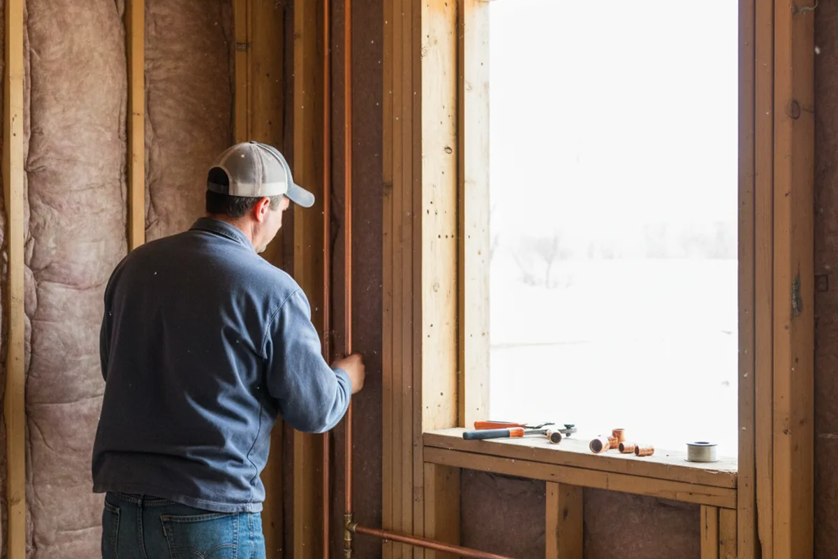 Licensed plumber running new copper supply lines in a Walterville home